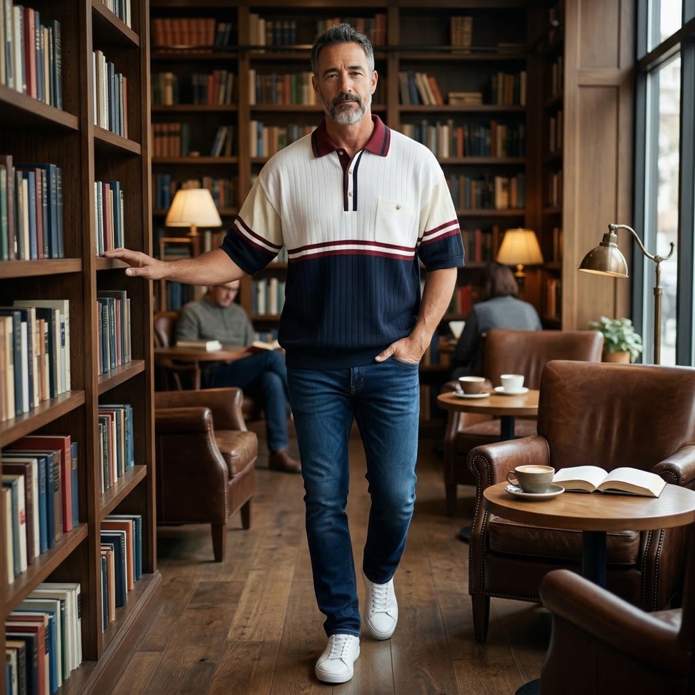 Vintage LD Sport International Colorblock Polo Tee 90s Retro Striped Casual Knit